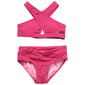 Girls (7-16) Ava & Yelly 2pc. Halter Solid Cutout Swim Set - image 1