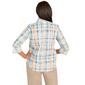 Petite Alfred Dunner Coconut Grove Woven Plaid Burnout Blouse - image 2