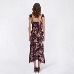 Womens Love & Piece Sleeveless Lace Trim Floral Midi Dress