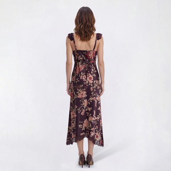 Womens Love & Piece Sleeveless Lace Trim Floral Midi Dress