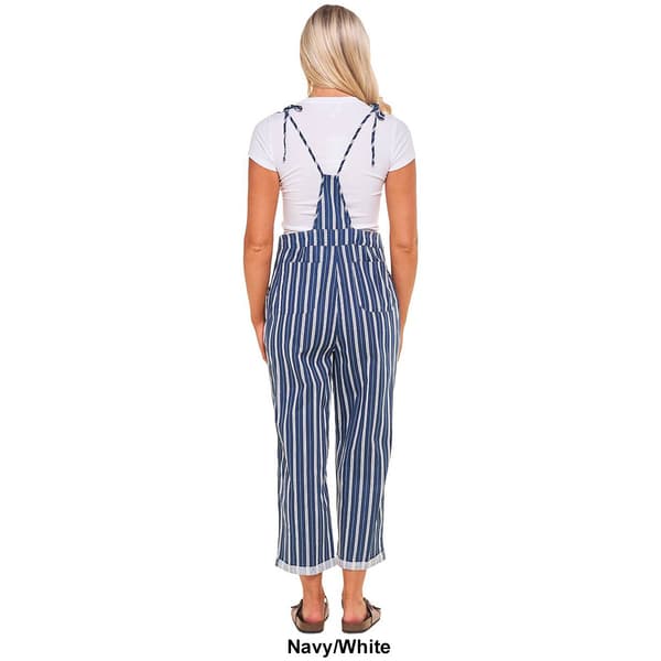 Juniors No Comment 2pc. Tie Strap Stripe Straight Leg Overalls