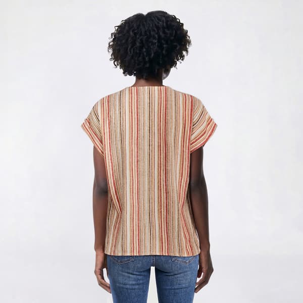 Womens Cure Extended Slit Sleeve Texture Stripe Blouse