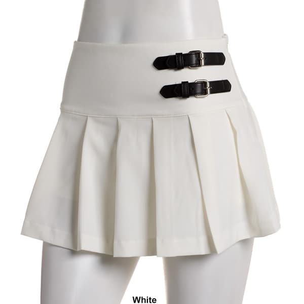 Juniors Love Tree Brush Pleated Skort with Faux Buckle