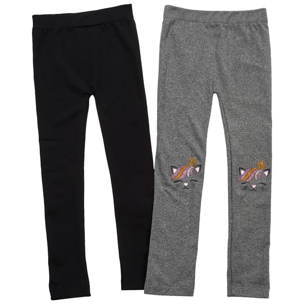 Girls &#40;7-16&#41; Star Ride&#40;R&#41; 2pk. Fleece Cat Marled/Solid Leggings - image 