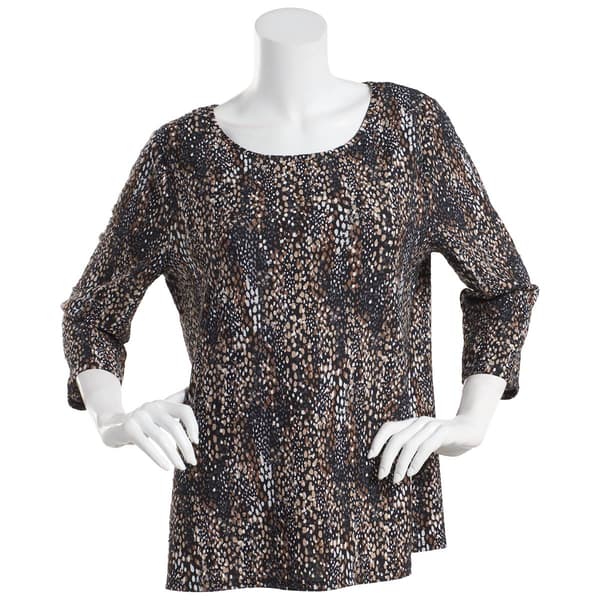 Womens Emily Daniels 3/4 Sleeve Abstract Dot Scoop Neck Blouse