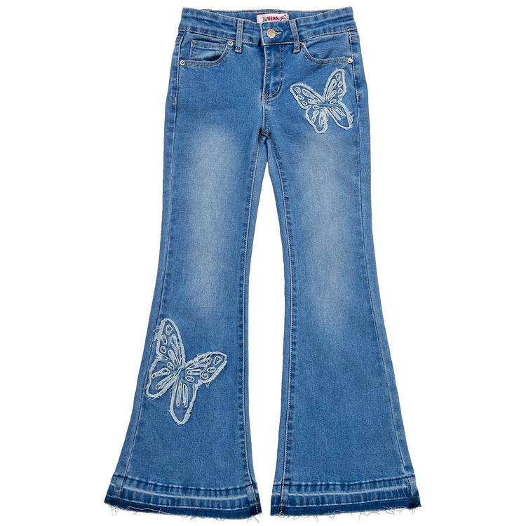 Girls (7-16) 1st Kiss(R) Release Hem Flared Jeans with Butterfly