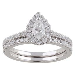 Nova Star(R) 14kt. White Gold 1ctw. Lab Grown Diamond Pear Ring