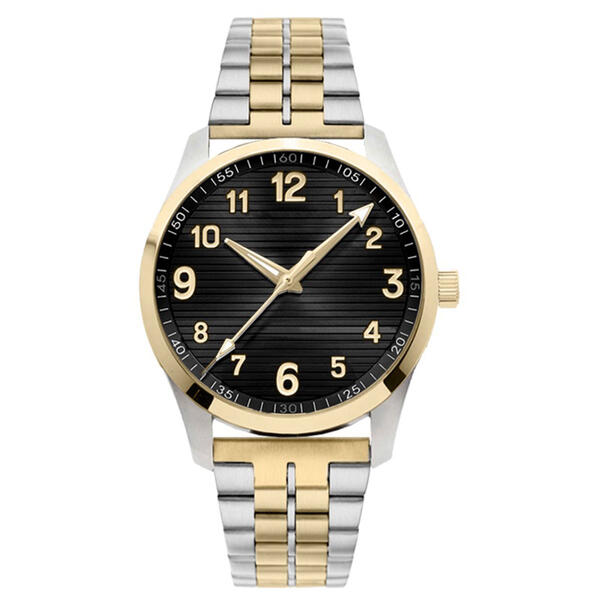 Mens Two-Tone Black Textured Dial Watch - 50540S-07-G34 - image 