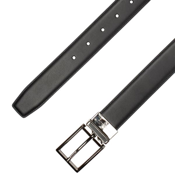 Mens Perry Ellis 32mm Reversible Carbon Fiber Keeper Leather Belt - image 