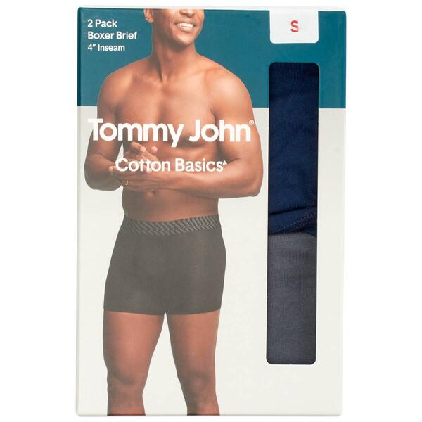 Mens Tommy John&#40;R&#41; 2pk. Cotton Boxer Briefs - Blue/Grey - image 