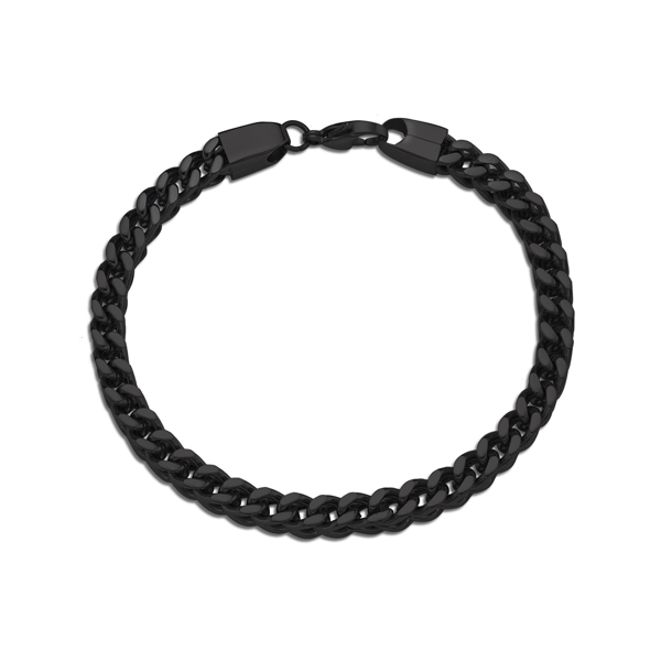 Mens Lynx Black Ion Plated Stainless Steel Foxtail Chain Bracelet