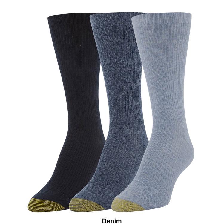 Womens Gold Toe® 3pk. Non-Binding Ribbed Crew Socks