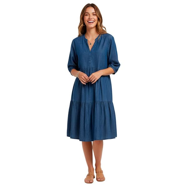 Womens Nautica Tiered Chambray A-Line Dress - image 