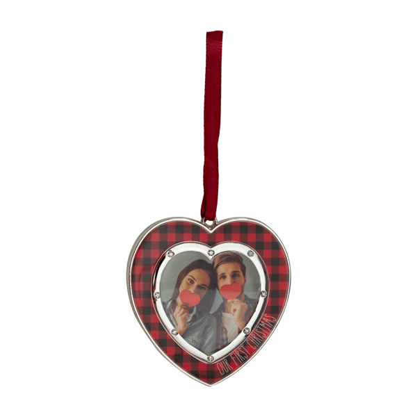 Northlight Buffalo Plaid Heart Picture Frame Christmas Ornament