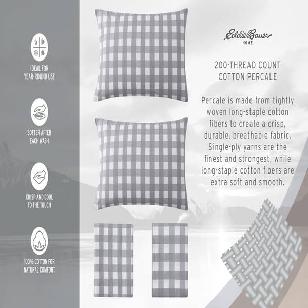 Eddie Bauer Chinook Plaid Cotton Percale Sheet Set
