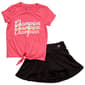 Girls (4-6x) Champion® Logo Tie Front Tee & Skorts Set - image 2