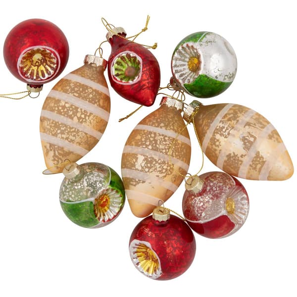 Northlight Seasonal 9ct. Glittered Retro Christmas Ornaments - image 