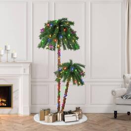 Puleo International Multi-Color Pre-Lit Christmas Palm Tree
