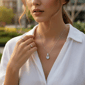 Saffron 1ctw. Arch Turquoise Moissanite Diamond Pendant Necklace - image 2