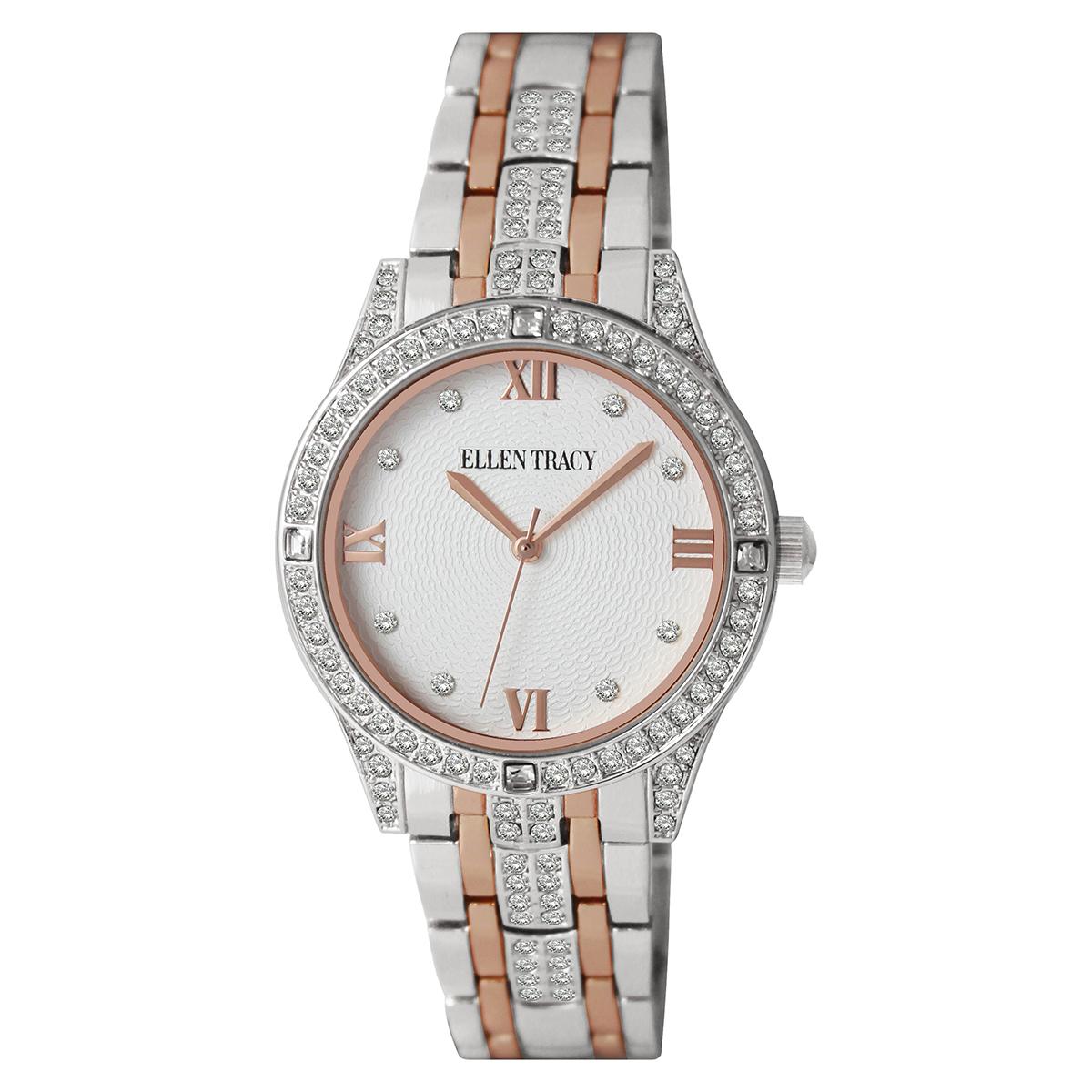 Womens Ellen Tracy Two-Tone Rise Crystal Accent Watch -...