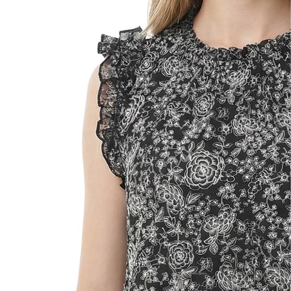 Petite NY Collection Ruffle Cap Sleeve Wallflower Floral Blouse