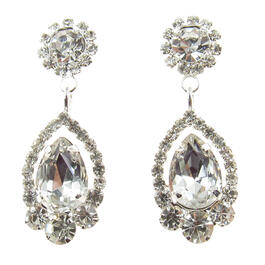 Rosa Rhinestones Silver-Tone Rhinestones Mini Chandelier Earrings
