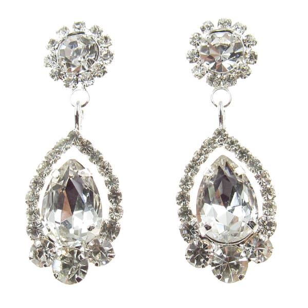 Rosa Rhinestones Silver-Tone Rhinestones Mini Chandelier Earrings - image 