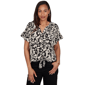 Womens Ruby Rd. Tropical Noir Short Sleeve Floral Tie Hem Blouse - image 1