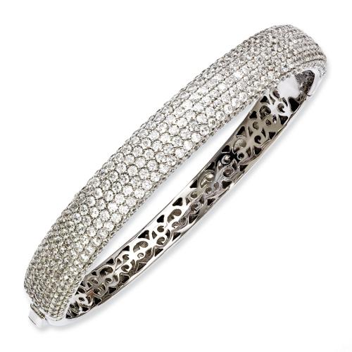 Sterling Silver 384 Stone CZ Hinge Bangle Bracelet