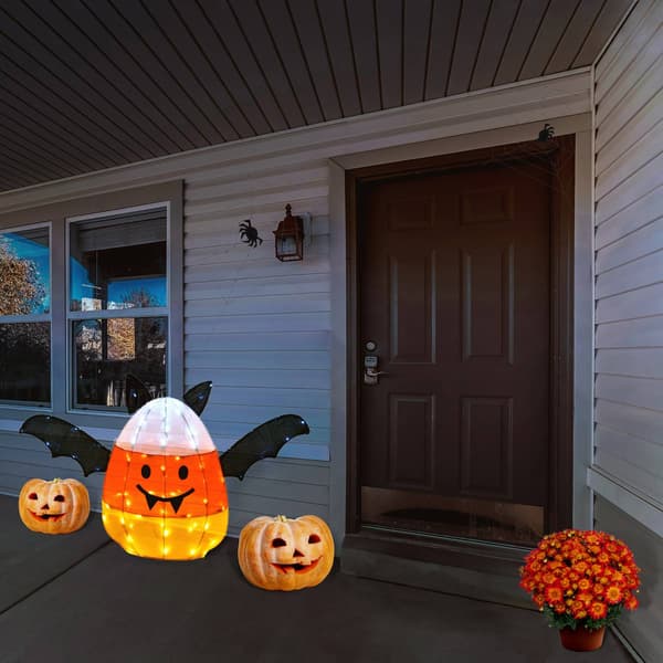 National Tree 27in. Pre-Lit Candy Corn Bat