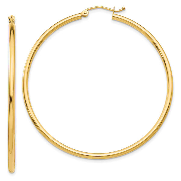 Gold Classics&#40;tm&#41; 14kt. Polished Gold 50mm Hoop Earrings - image 