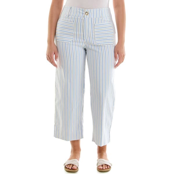 Womens Zac & Rachel Pull On Striped Patch Pocket Crop