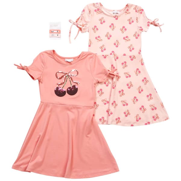 Girls (4-6x) BTween(R) 2pk. Short Sleeve Cherry & Bow Dresses