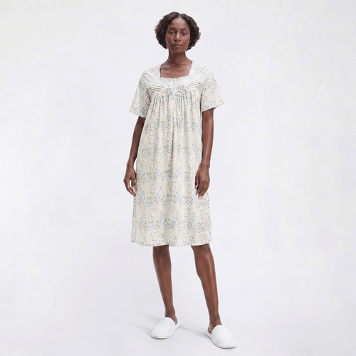 Womens Elegant Dreams Short Sleeve Floral Nightgown - image 