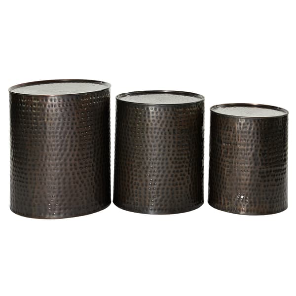 9th & Pike&#174; Small Hammered Metal Round End Tables - Set Of 3