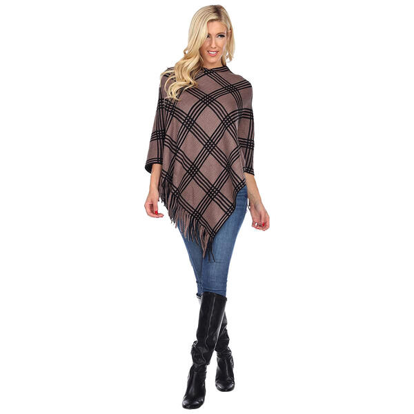 Womens White Mark Plaid Dakota Poncho - image 