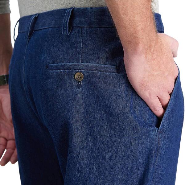 Mens Haggar&#174; Stretch Denim Trouser Classic Fit Pleat Front Pant