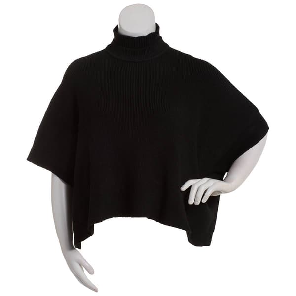 Womens BCBG Double Collar Ribbed Knit Poncho - image 