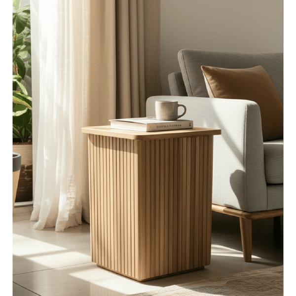 Sagebrook Home Natural Square Ribbed Accent Table