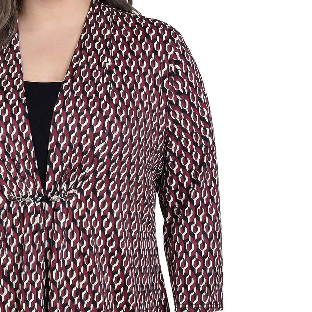 Plus Size NY Collection 3/4 Sleeve Geometric Two in One Blouse