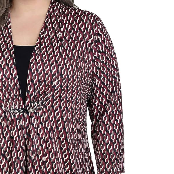 Plus Size NY Collection 3/4 Sleeve Geometric Two in One Blouse