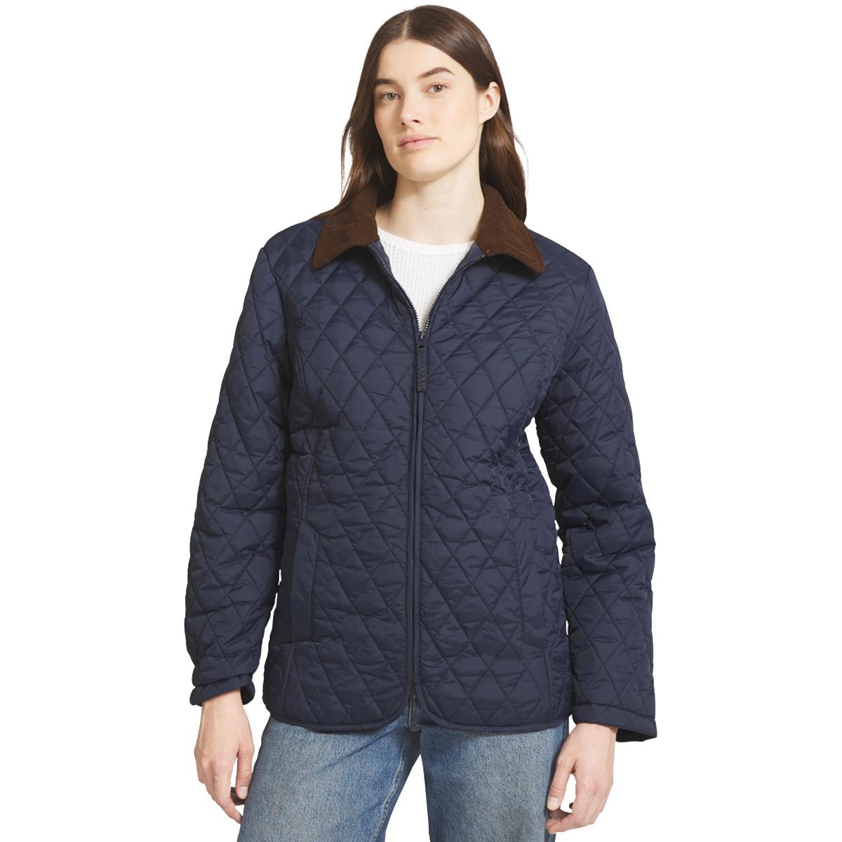 Petite LANDS'' END(R) Barn Jacket with Cord Collar Plaid Lining Zip