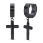 Mens Lynx Black Ion Plated Stainless Steel Cross Hoop Earrings - image 1