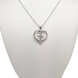 Accents by Gianni Argento Diamond Plated Heart Cross Pendant