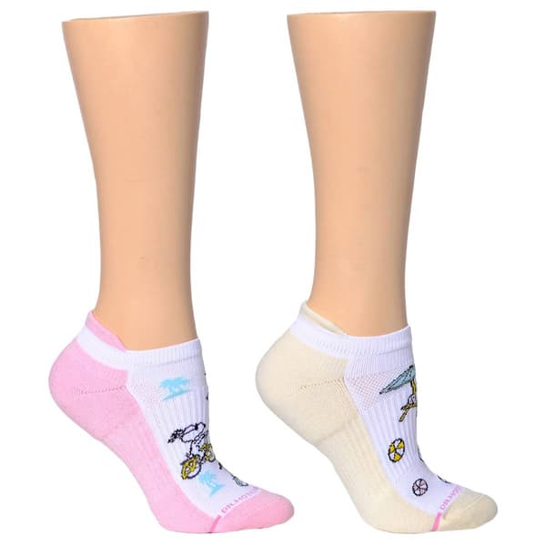 Womens Dr. Motion 2pk Snoopy Beach Compression Ankle Socks