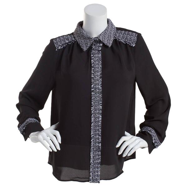 Womens Nanette Lepore Boucle Causal Button Down Blouse - image 