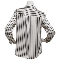 Petite Kasper Long Sleeve Satin Stripe Casual Button Down