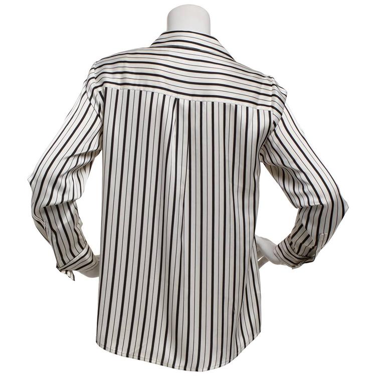 Petite Kasper Long Sleeve Satin Stripe Casual Button Down