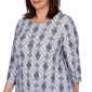 Plus Size Alfred Dunner Indigo Girls 3/4 Sleeve Diamond Blouse - image 5