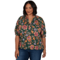 Plus Size Ruby Rd. Game of Luxe Elbow Sleeve Floral Vines Blouse - image 1